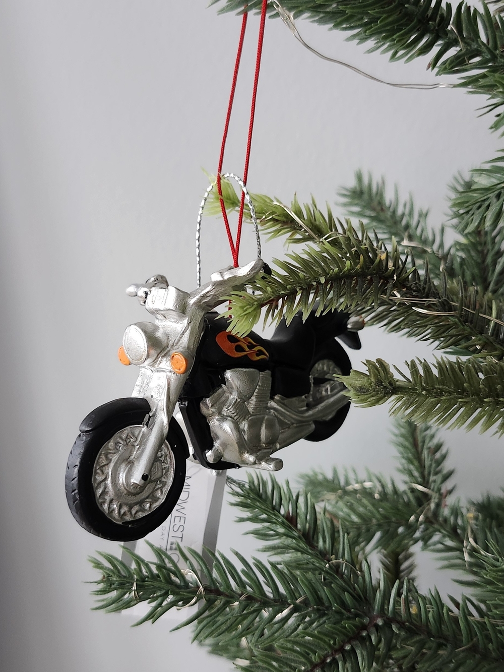 Holiday Midwest Motorcycle Ornament Black and Silver Christmas Decoration